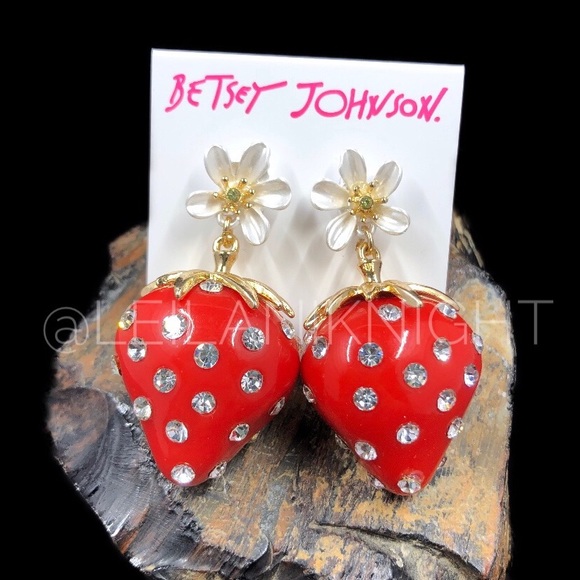 Betsey Johnson Berrylicious Strawberry Drop Earrings - Picture 3 of 16